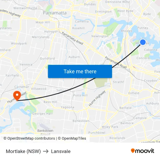 Mortlake (NSW) to Lansvale map