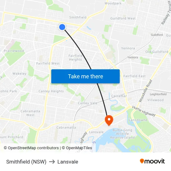 Smithfield (NSW) to Lansvale map
