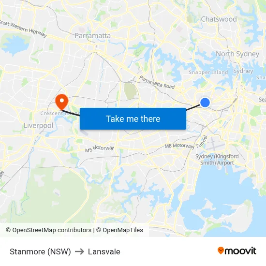 Stanmore (NSW) to Lansvale map
