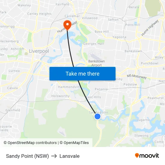 Sandy Point (NSW) to Lansvale map