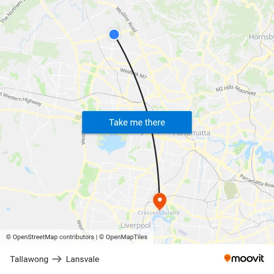 Tallawong to Lansvale map