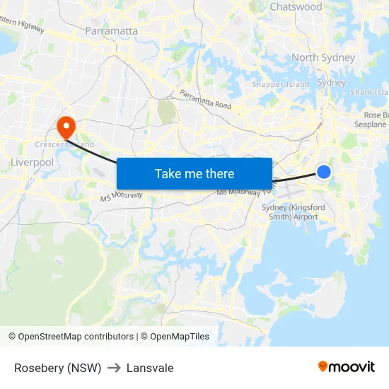 Rosebery (NSW) to Lansvale map