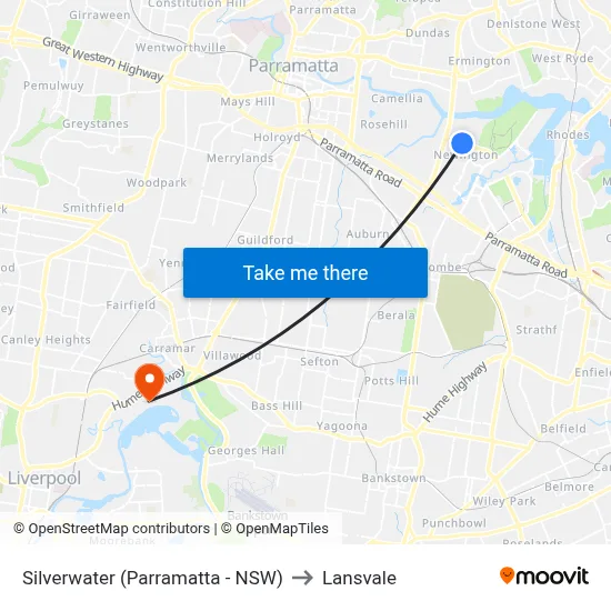 Silverwater (Parramatta - NSW) to Lansvale map