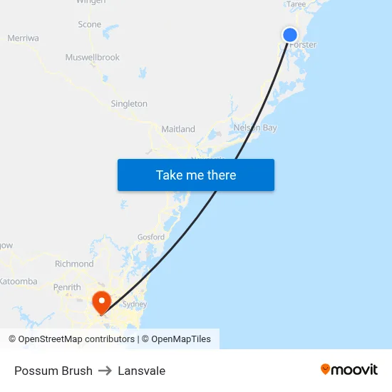Possum Brush to Lansvale map