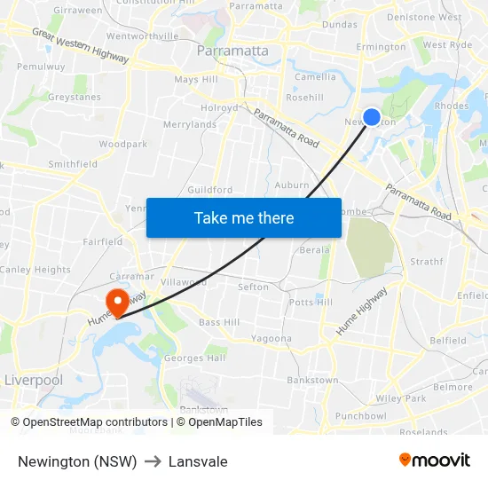 Newington (NSW) to Lansvale map