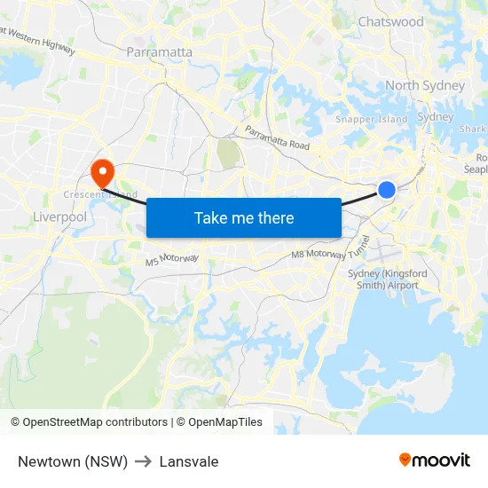 Newtown (NSW) to Lansvale map