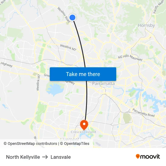 North Kellyville to Lansvale map