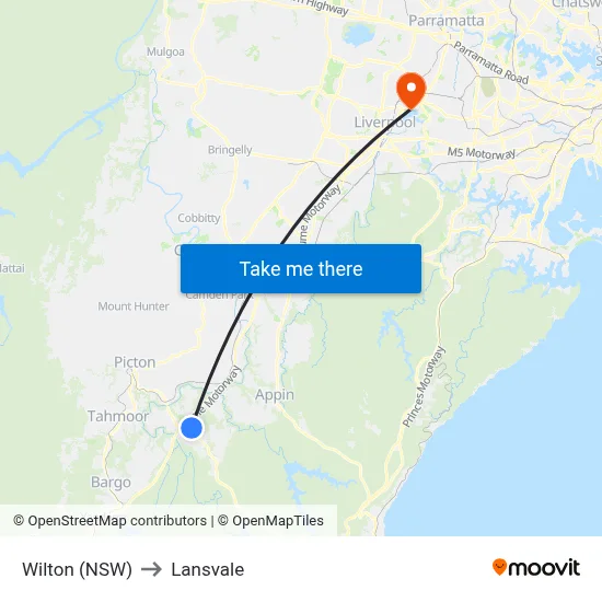 Wilton (NSW) to Lansvale map