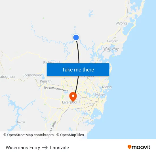Wisemans Ferry to Lansvale map