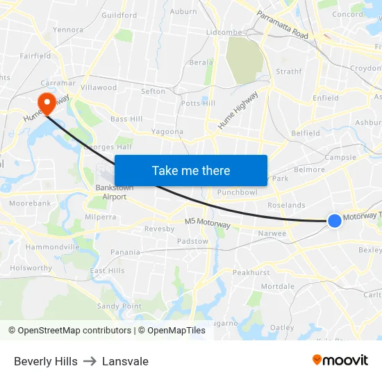 Beverly Hills to Lansvale map