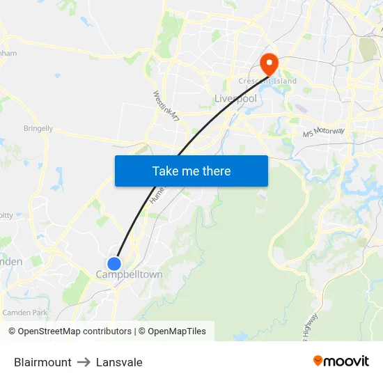 Blairmount to Lansvale map