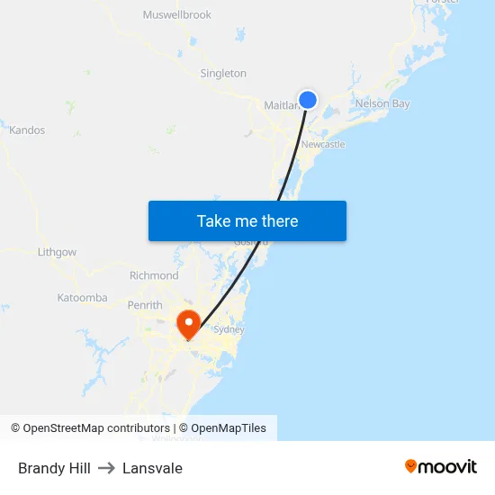 Brandy Hill to Lansvale map