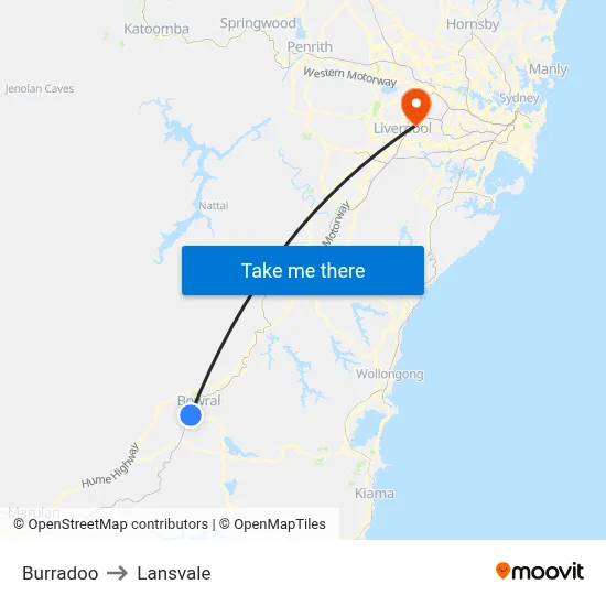Burradoo to Lansvale map