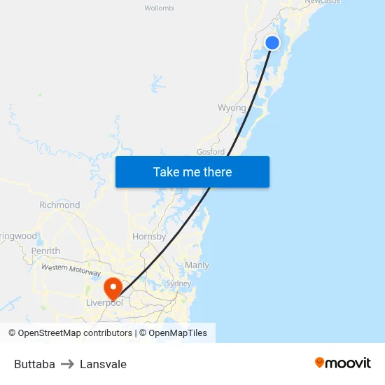 Buttaba to Lansvale map