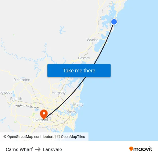 Cams Wharf to Lansvale map