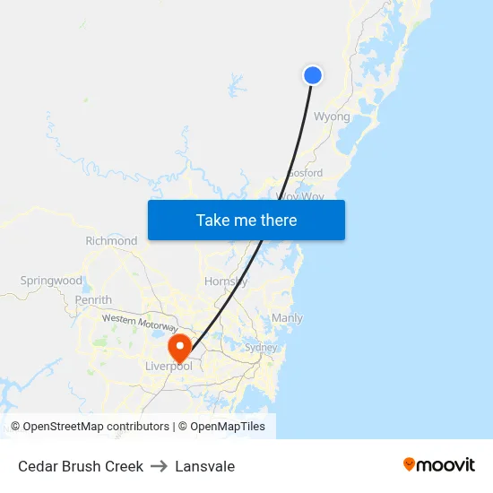 Cedar Brush Creek to Lansvale map
