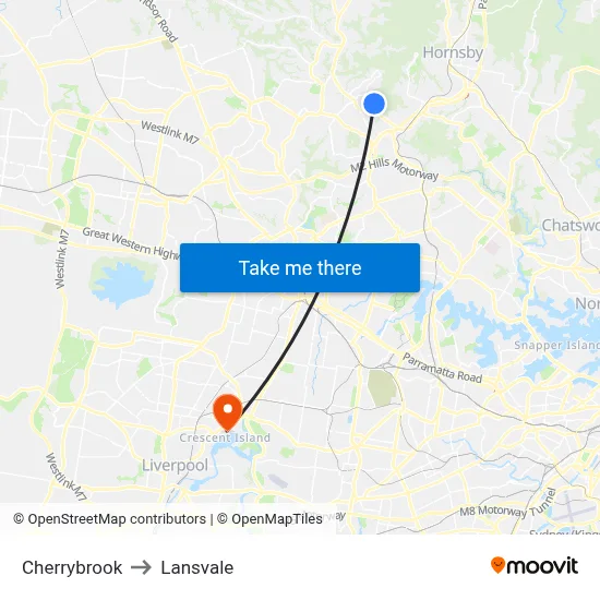 Cherrybrook to Lansvale map