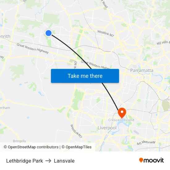 Lethbridge Park to Lansvale map