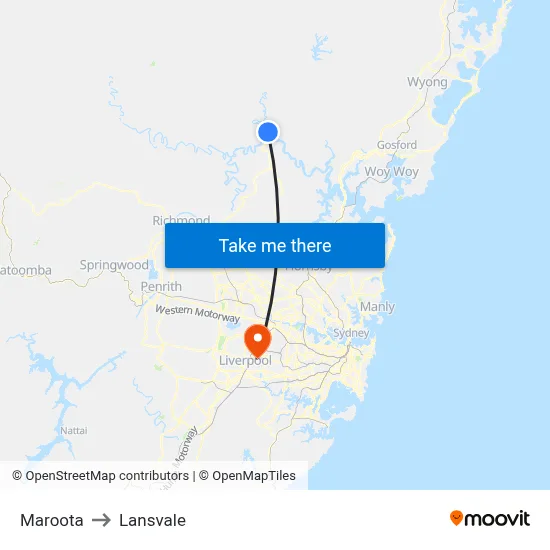 Maroota to Lansvale map
