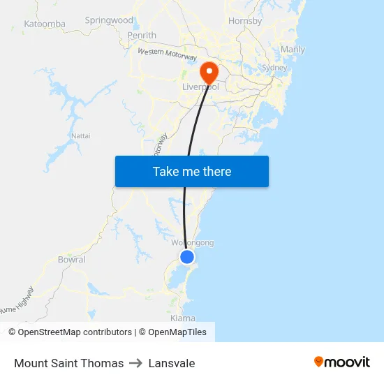 Mount Saint Thomas to Lansvale map