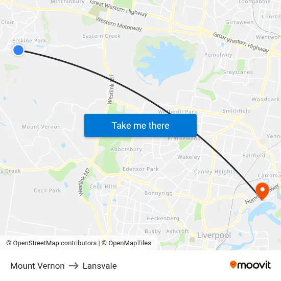Mount Vernon to Lansvale map