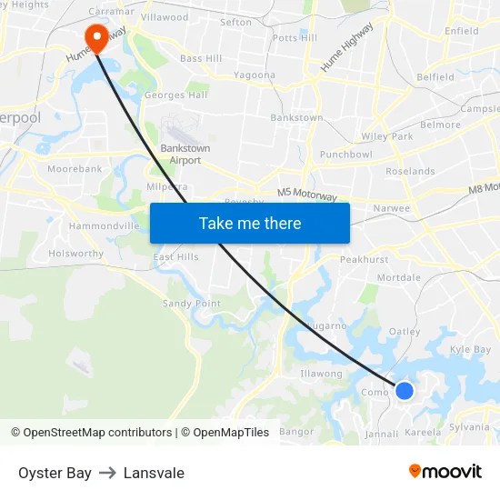 Oyster Bay to Lansvale map