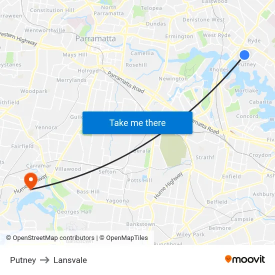 Putney to Lansvale map