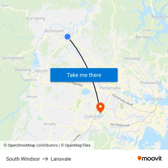 South Windsor to Lansvale map