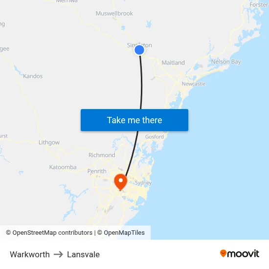 Warkworth to Lansvale map