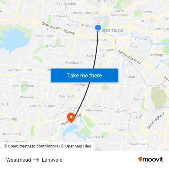 Westmead to Lansvale map