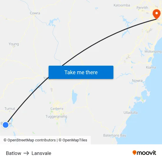 Batlow to Lansvale map
