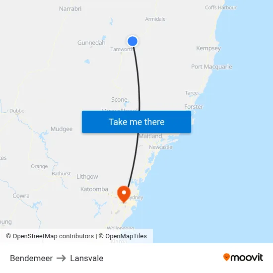 Bendemeer to Lansvale map