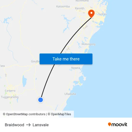 Braidwood to Lansvale map