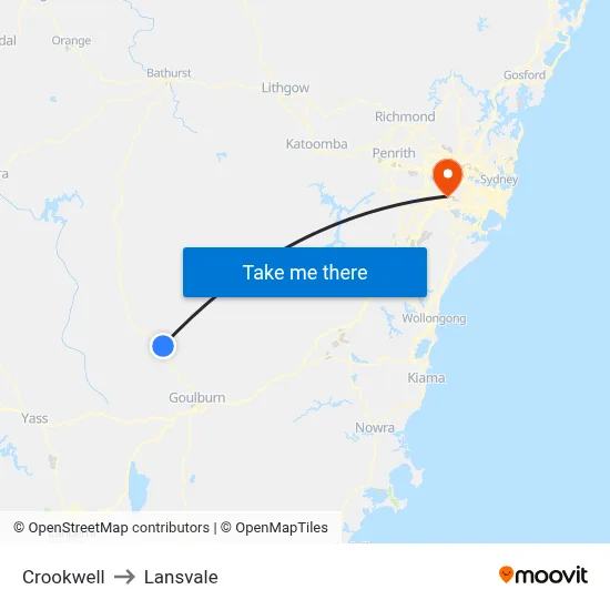 Crookwell to Lansvale map