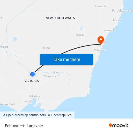 Echuca to Lansvale map
