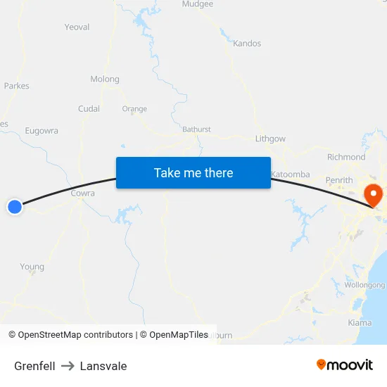 Grenfell to Lansvale map