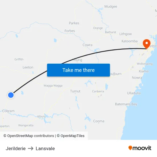 Jerilderie to Lansvale map