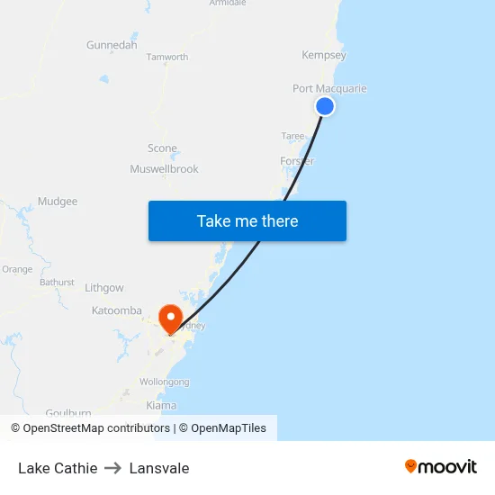Lake Cathie to Lansvale map