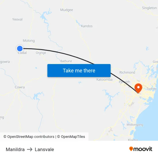 Manildra to Lansvale map