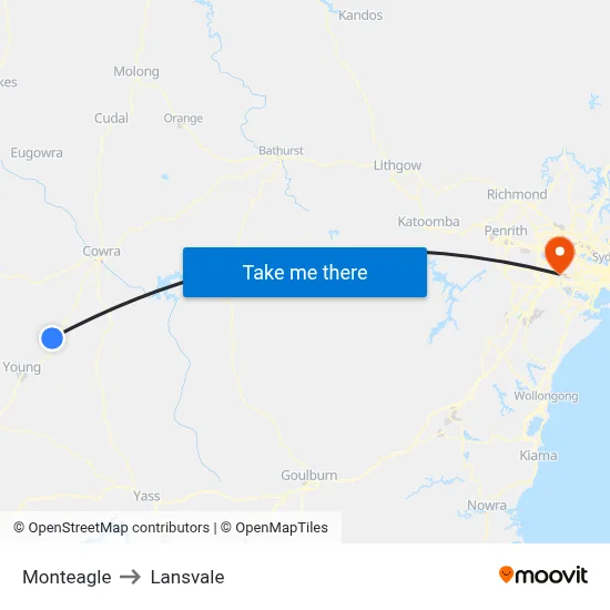 Monteagle to Lansvale map