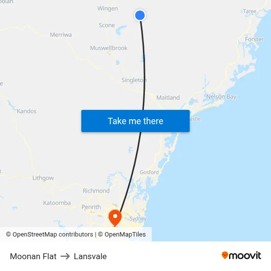 Moonan Flat to Lansvale map