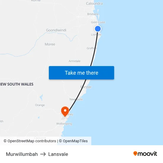 Murwillumbah to Lansvale map