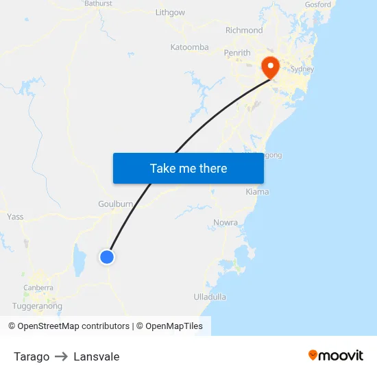 Tarago to Lansvale map