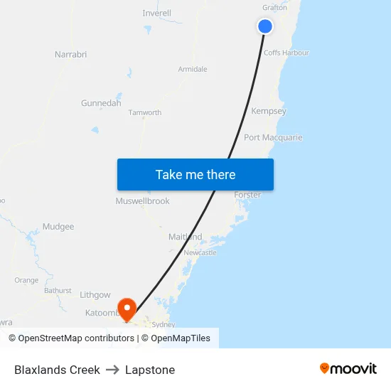 Blaxlands Creek to Lapstone map