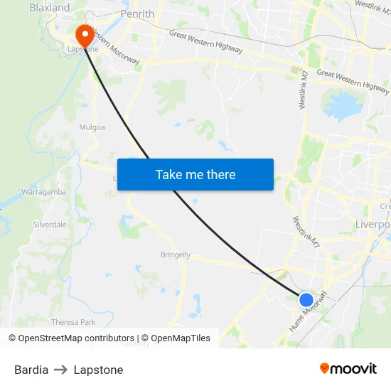Bardia to Lapstone map