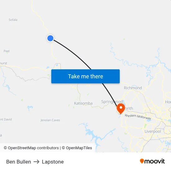 Ben Bullen to Lapstone map