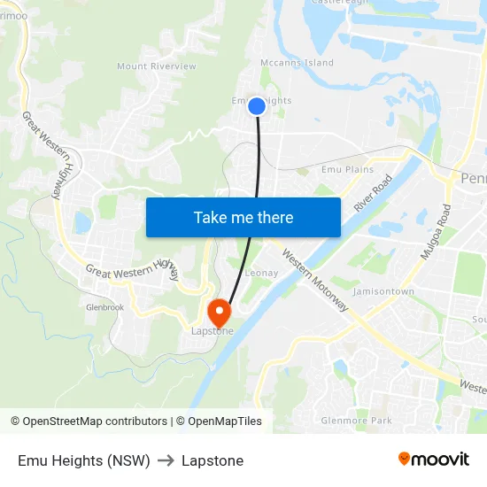 Emu Heights (NSW) to Lapstone map