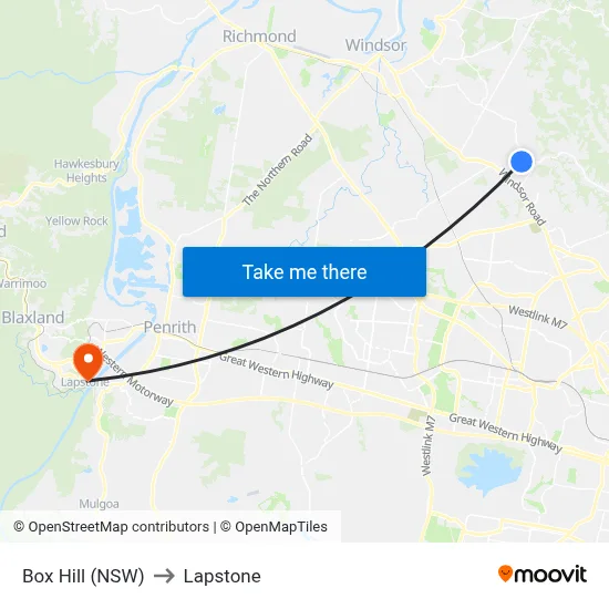 Box Hill (NSW) to Lapstone map