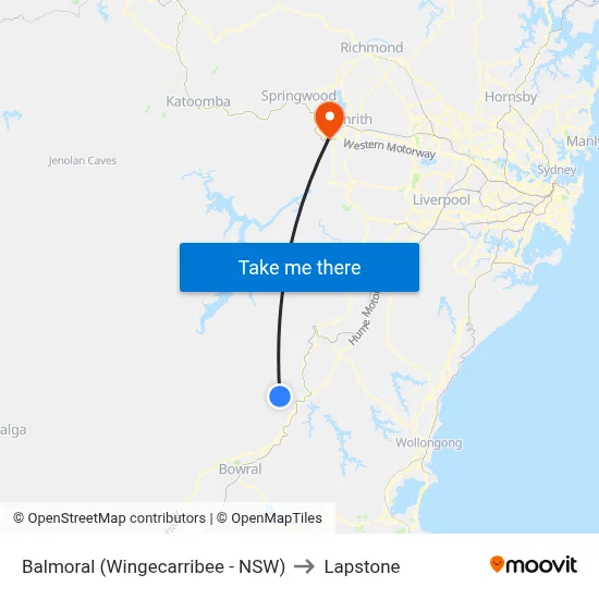 Balmoral (Wingecarribee - NSW) to Lapstone map