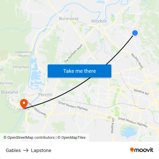 Gables to Lapstone map